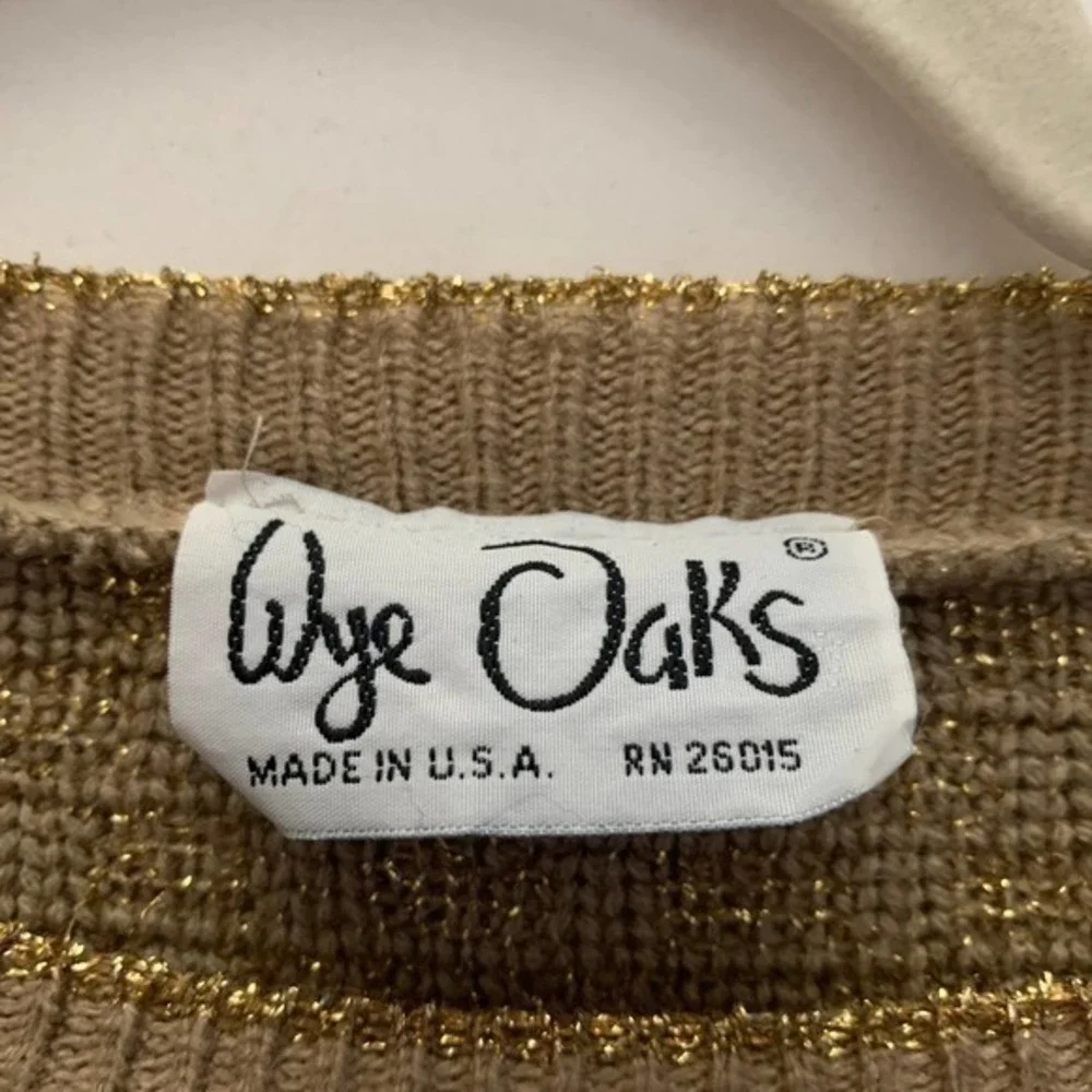 WYE OAKS Vintage Gold Metallic Geometric Pullover Sweater - Picture 7 of 8